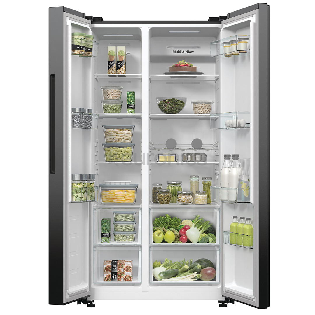 Hisense, No Frost, 550 L, height 179 cm, black - SBS-Refrigerator