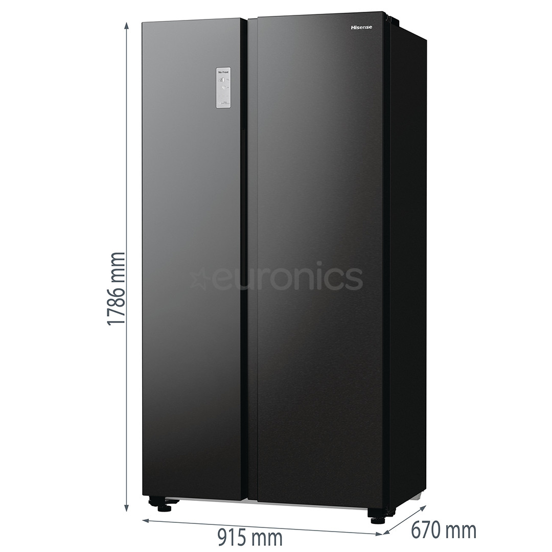 Hisense, No Frost, 550 L, height 179 cm, black - SBS-Refrigerator