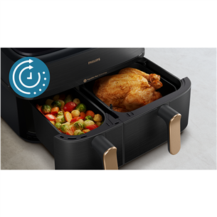 Philips 5000 Series Dual Basket, 2750 W, 9 L, melna - Karstā gaisa friteris