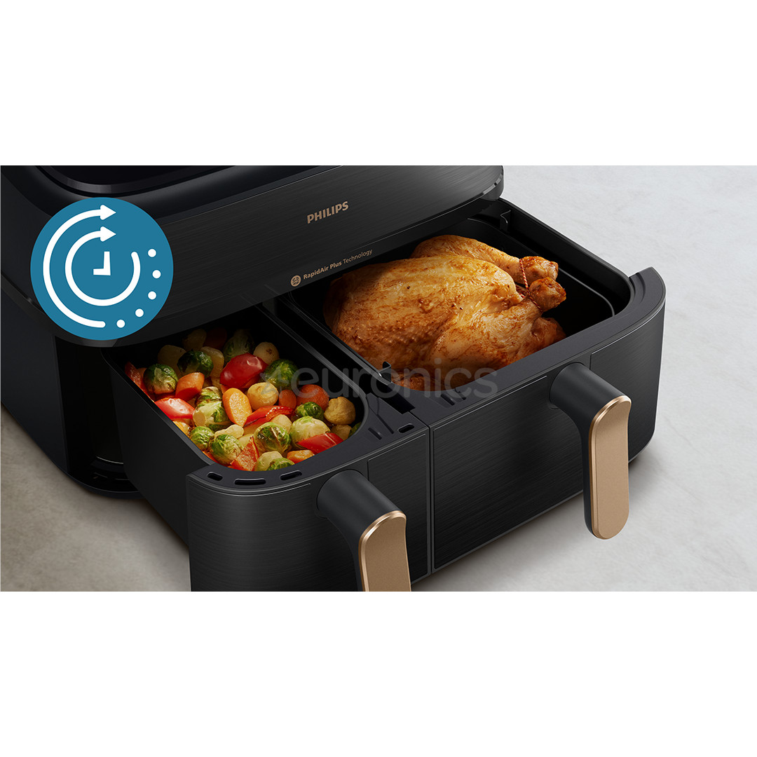Philips 5000 Series Dual Basket, 2750 Вт, 9 л, черный - Аэрогриль
