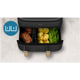 Philips 5000 Series Dual Basket, 2750 Вт, 9 л, черный - Аэрогриль
