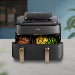 Philips 5000 Series Dual Basket, 2750 W, 9 L, melna - Karstā gaisa friteris