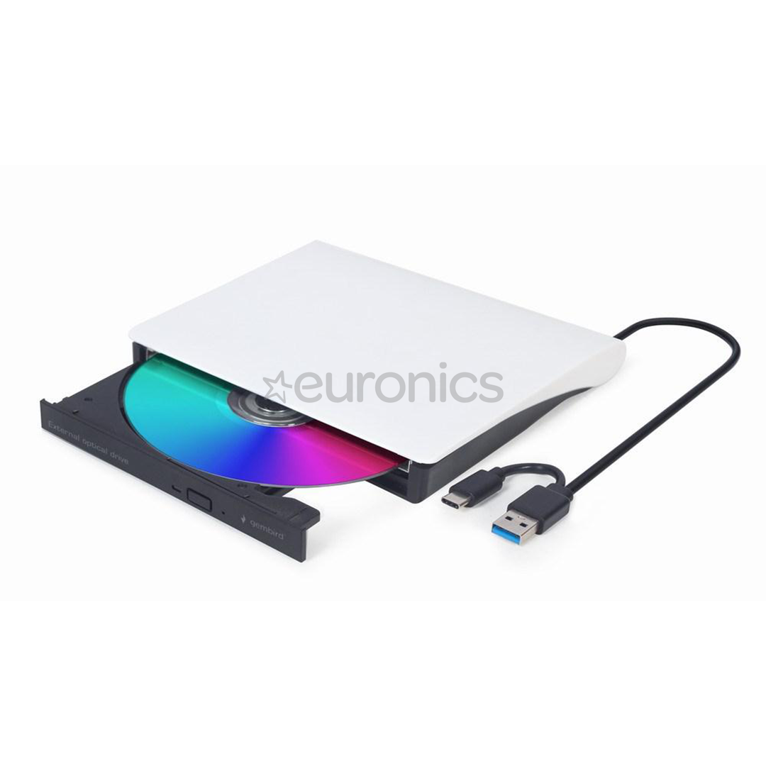 Gembird DVD-USB 03, черный/белый - Внешний читающий привод CD-DVD
