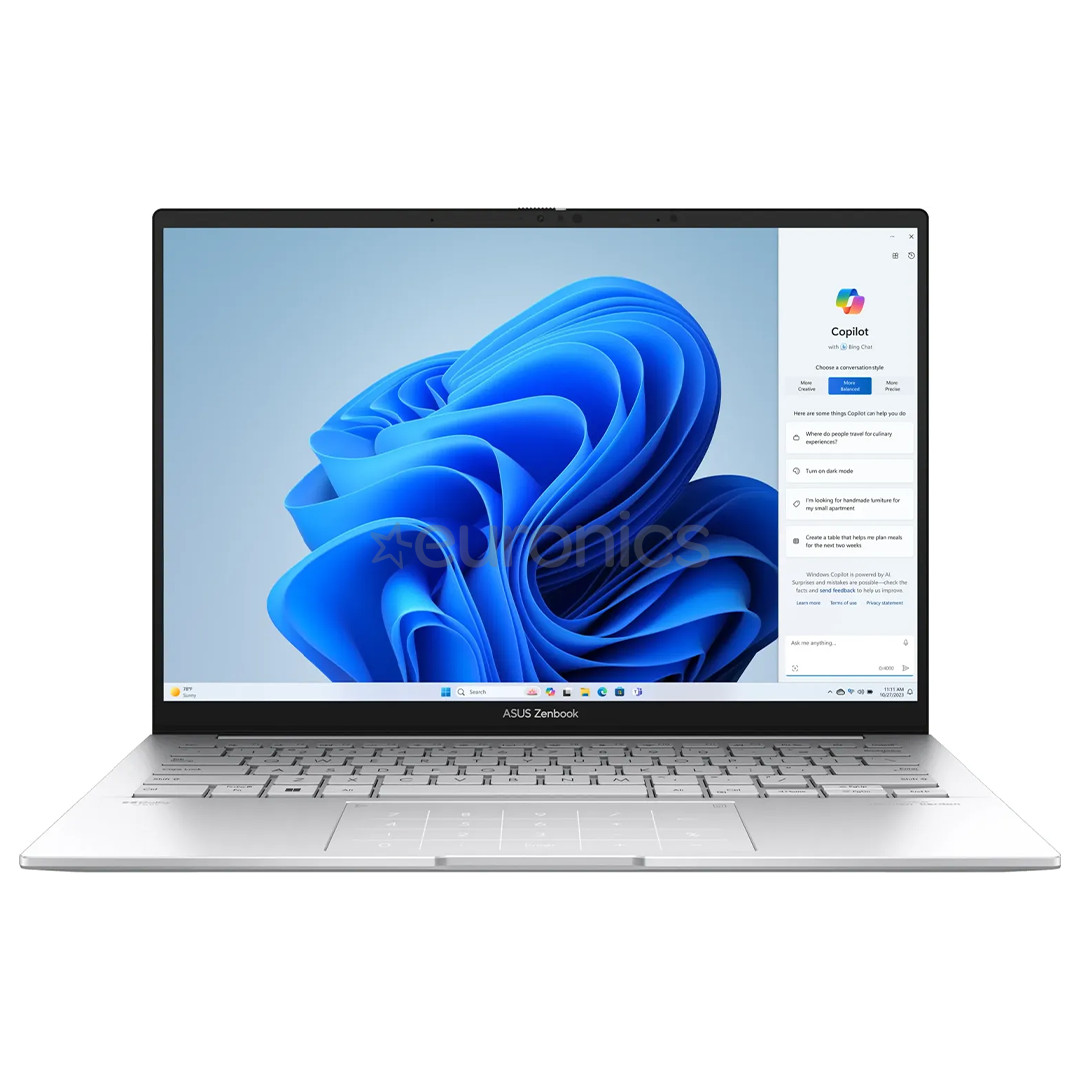 Asus Zenbook 14 OLED, 14'', OLED, Ultra 5, 16 GB, 512 GB, ENG, sudraba - Portatīvais dators