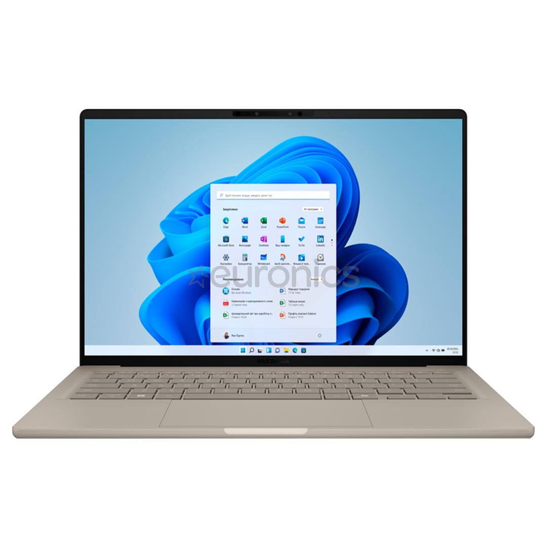 Asus Zenbook A14, 14'', OLED, X, 16 GB, 512 GB, ENG, bēša - Portatīvais dators