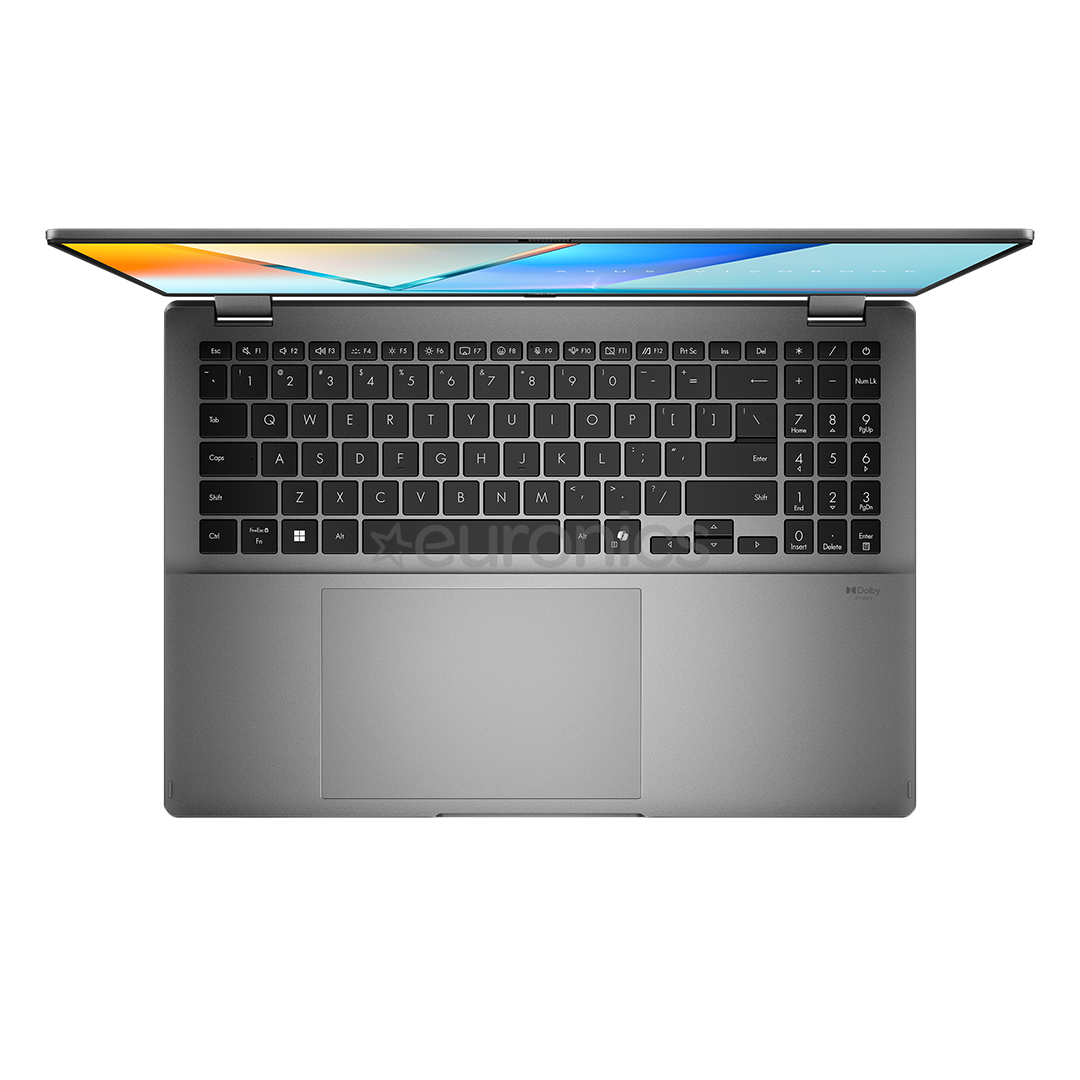 Asus Vivobook 16 Flip OLED, 16'', 3K, OLED, 120 Hz, Ultra 7, 16 GB, 1 TB, ENG, pelēka - Portatīvais dators