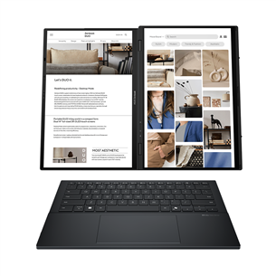Asus Zenbook Duo OLED, 14'', 3K, OLED, 120 Hz, Ultra 9, 32 GB, 2 TB, ENG, tumši pelēka - Portatīvais dators