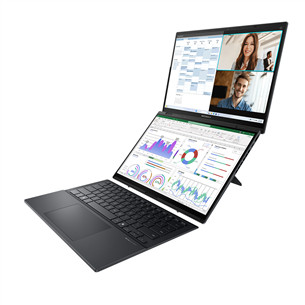 Asus Zenbook Duo OLED, 14'', 3K, OLED, 120 Hz, Ultra 9, 32 GB, 2 TB, ENG, tumši pelēka - Portatīvais dators