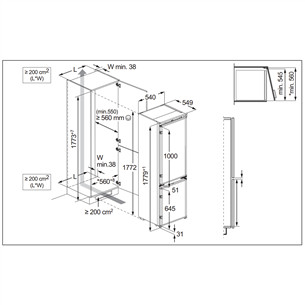 Electrolux 700 Series, No Frost, 256 L, height 178 cm - Built-in Refrigerator