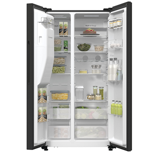 Hisense, NoFrost, 566 L, augstums 179 cm, melna tērauda - SBS ledusskapis