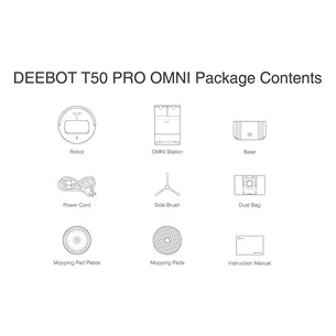 Ecovacs Deebot T50 PRO OMNI, сухая и влажная уборка, белый - Робот-пылесос