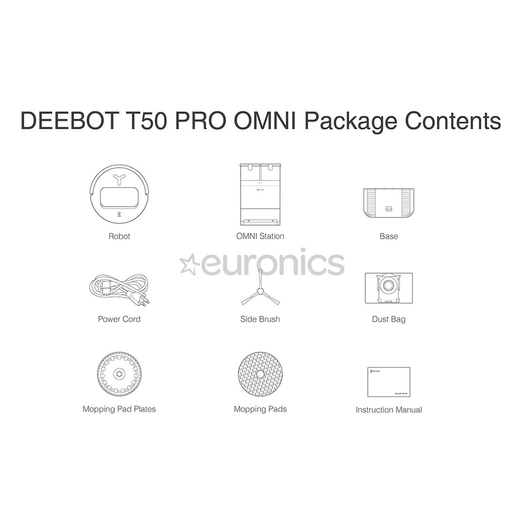 Ecovacs Deebot T50 PRO OMNI, сухая и влажная уборка, белый - Робот-пылесос