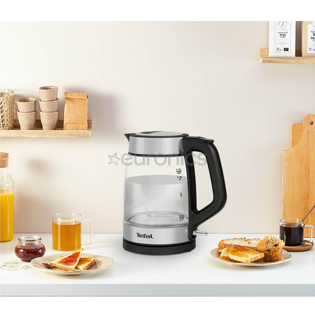 Tefal, 1.7 L, black - Glass kettle