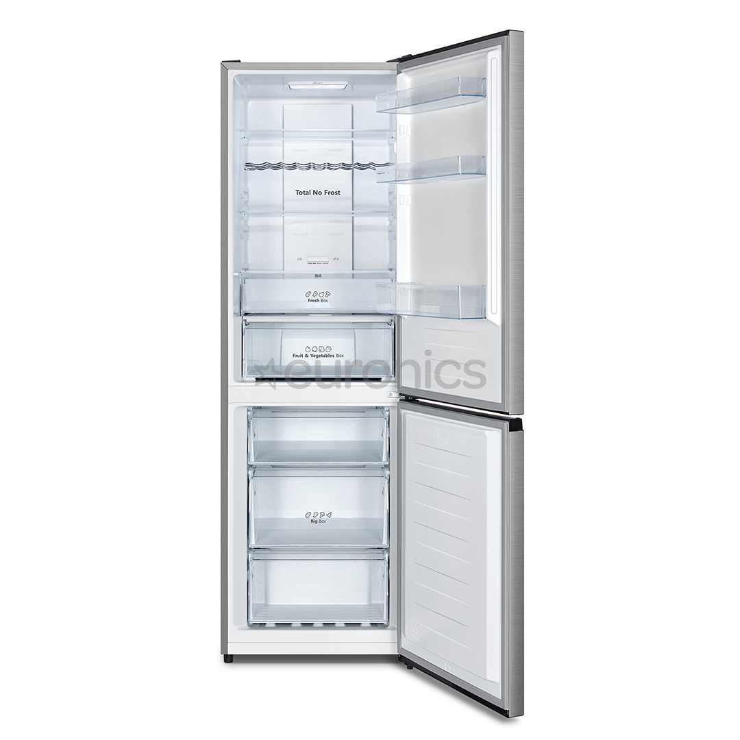 Hisense, NoFrost, 304 L, augstums 186 cm, nerūsējošā tērauda - Ledusskapis