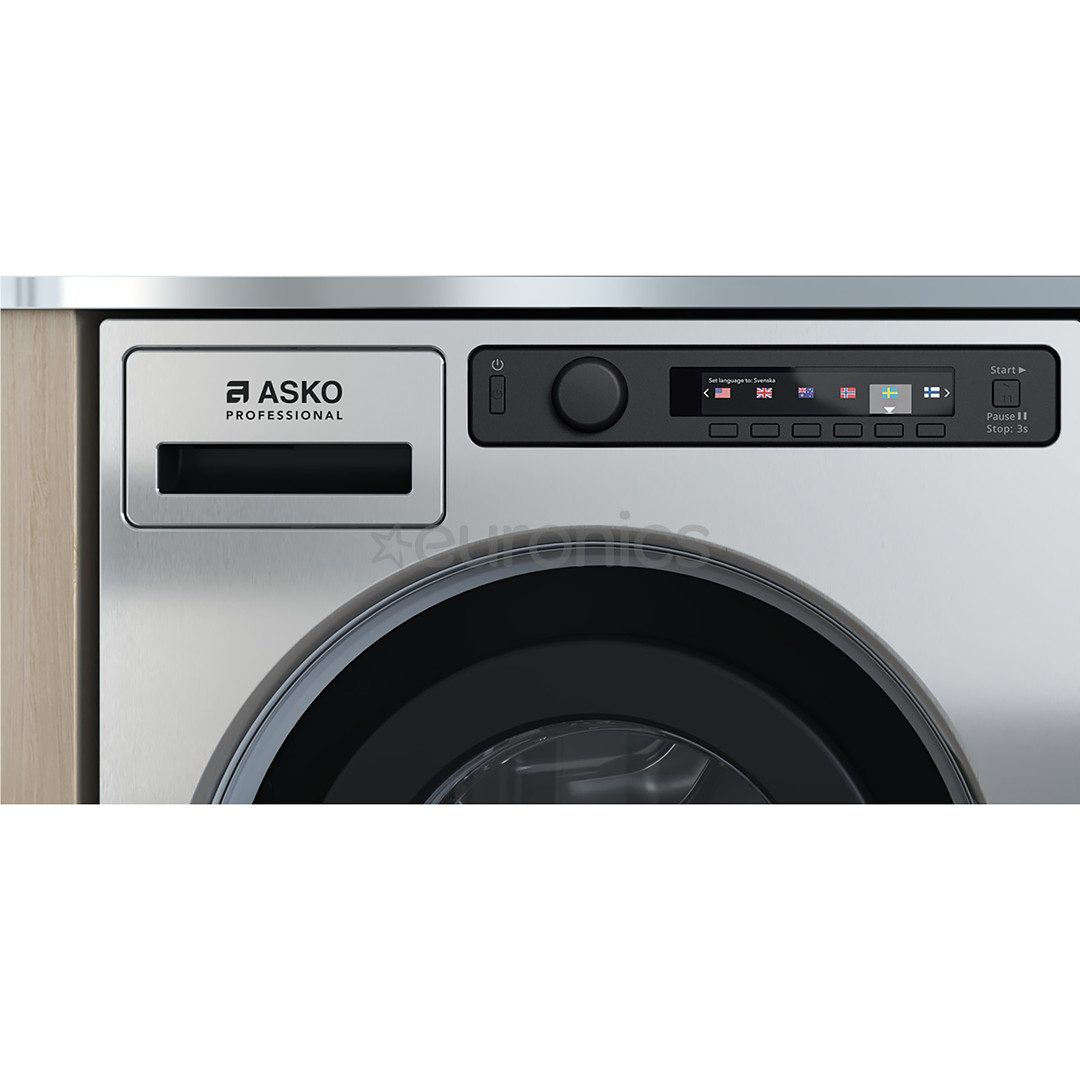 Asko, Professional, 7 kg, depth 59,1 cm, 1600 rpm, stainless steel - Front load washing machine