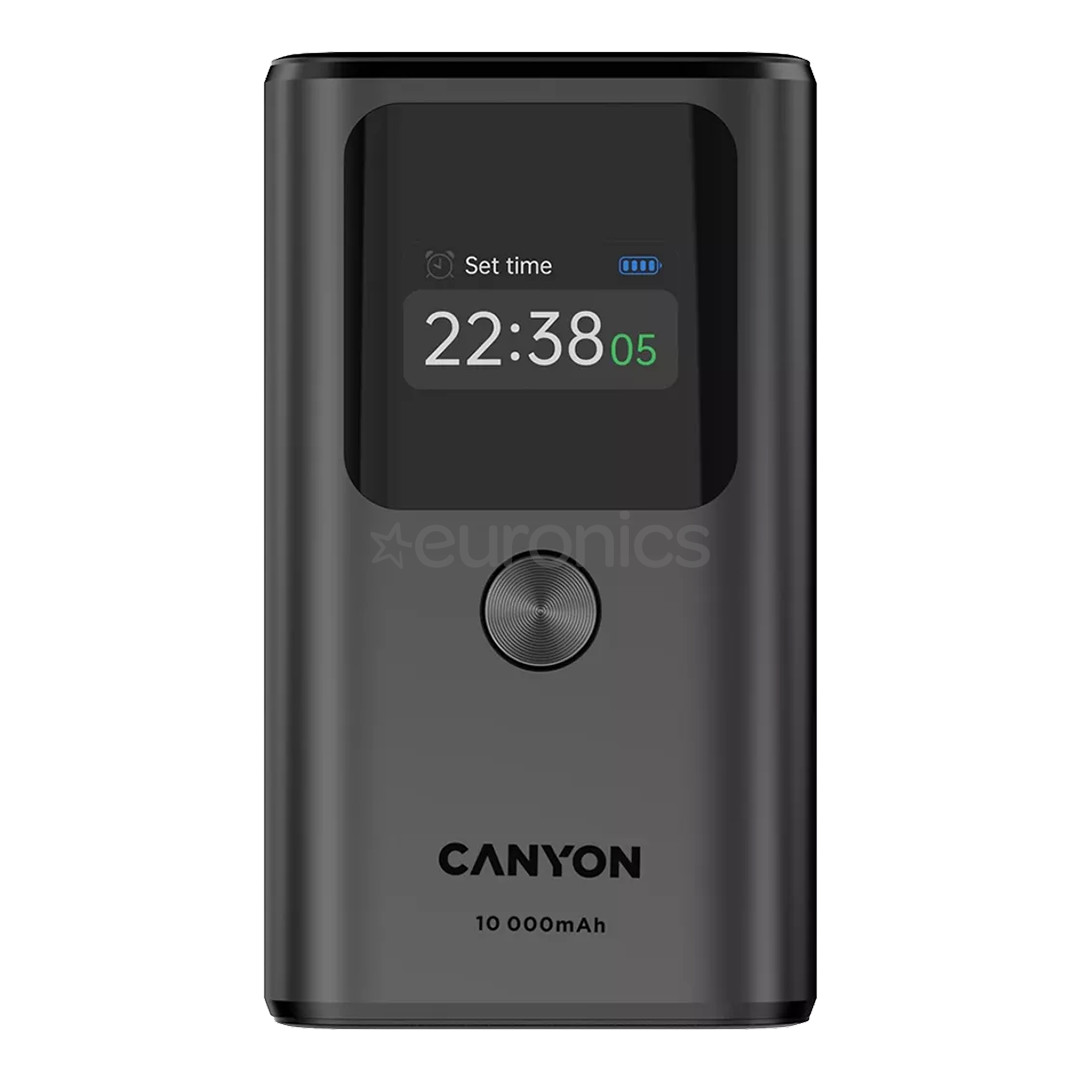 Canyon OnPower 130, 10000 mAh, tumši pelēka - Portatīvais barošanas avots