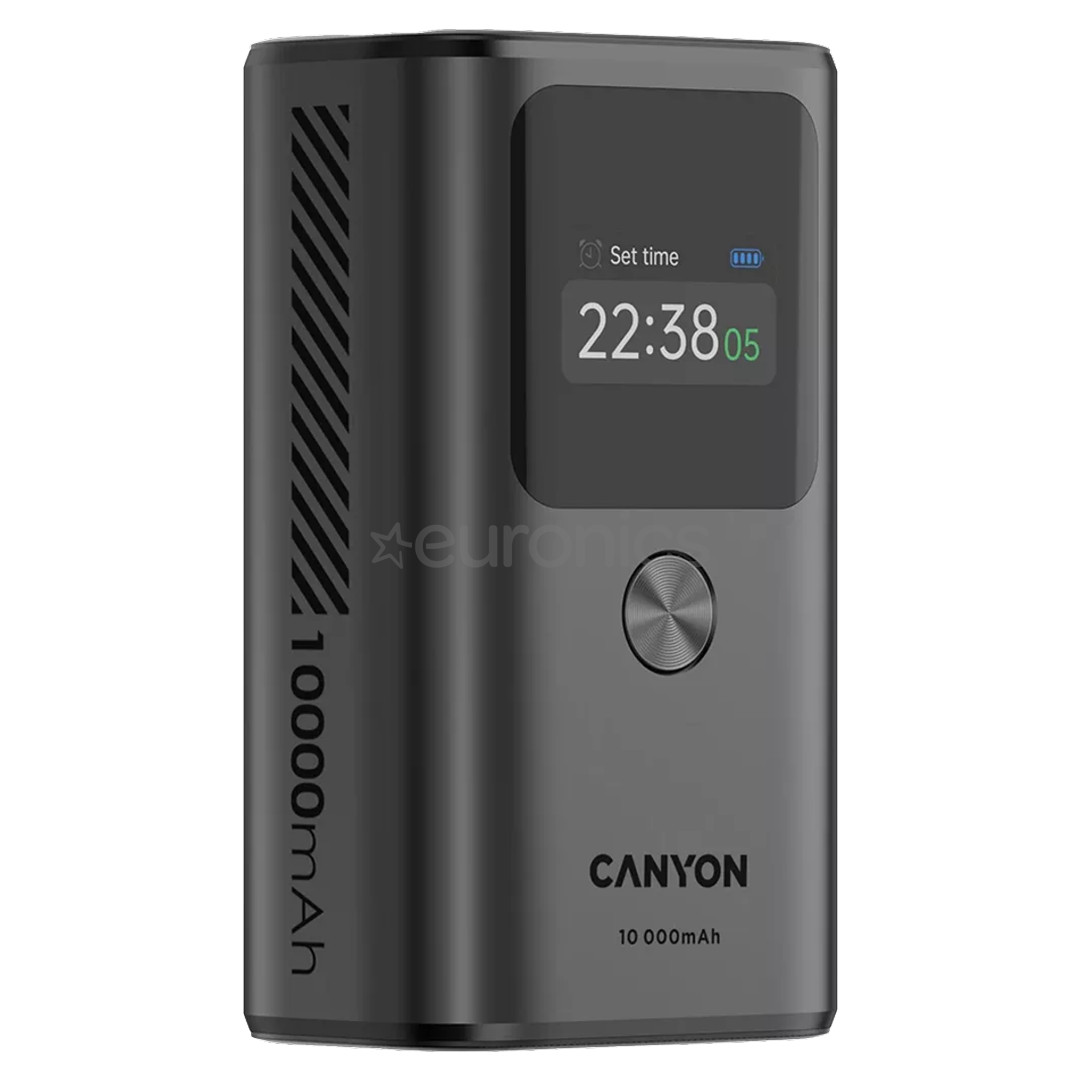 Canyon OnPower 130, 10000 mAh, tumši pelēka - Portatīvais barošanas avots