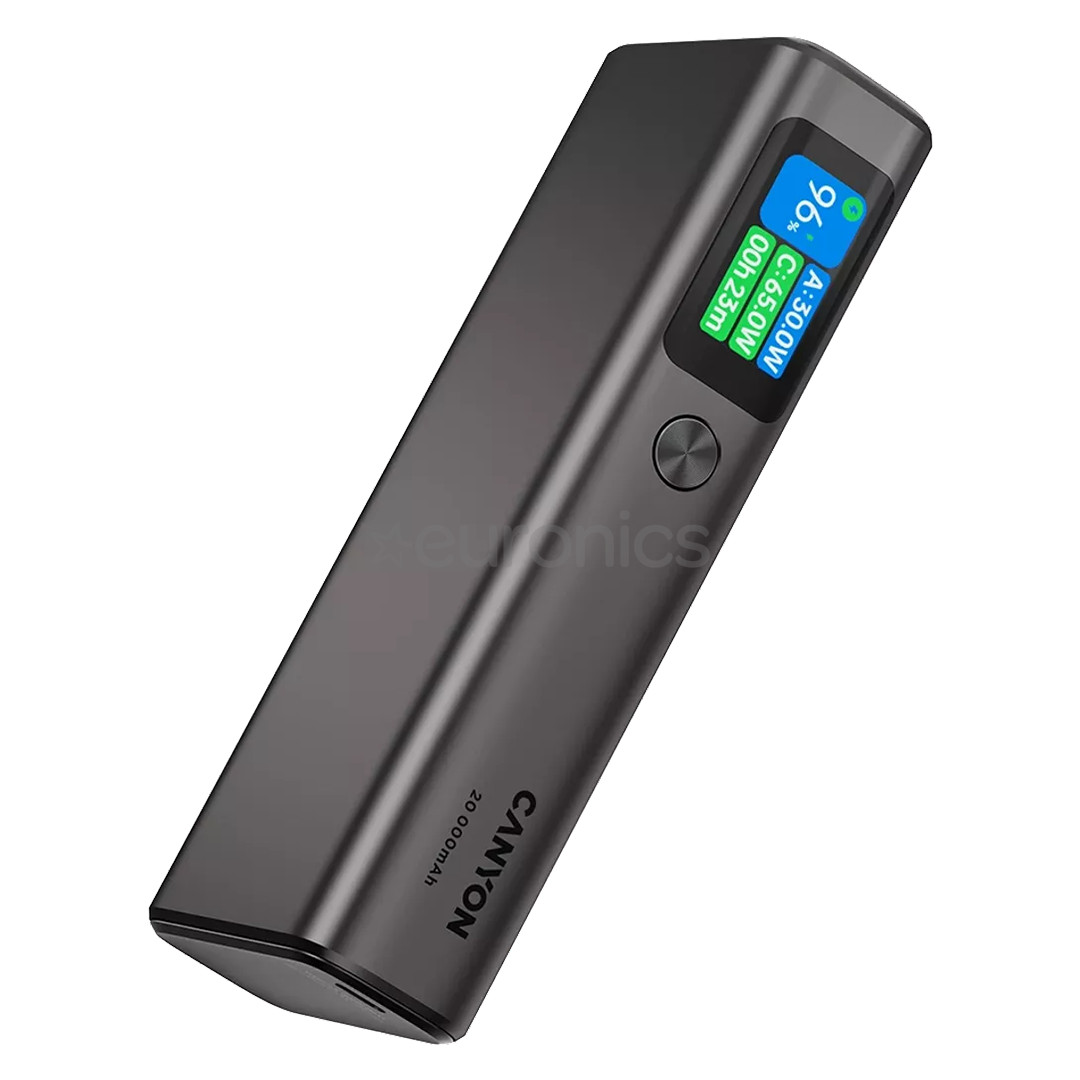 Canyon OnPower 230, 20000 mAh, tumši pelēka - Portatīvais barošanas avots