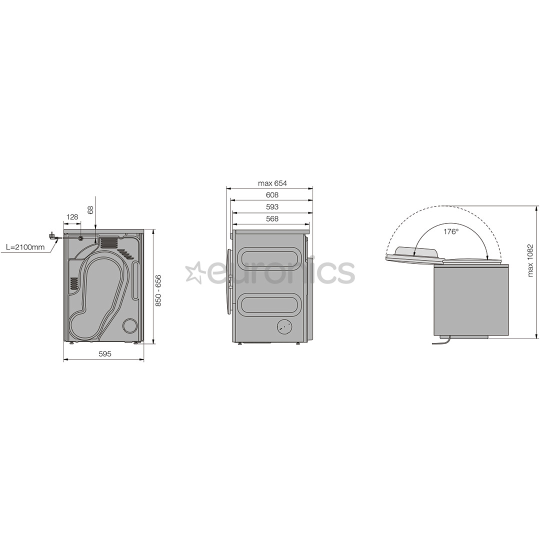 Asko, Professional, 7 kg, depth 65,4 cm, stainless steel - Clothes dryer