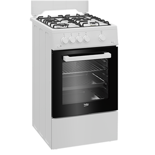 Beko, 60 L, platums 50 cm, balta - Gāzes plīts ar gāzes virsmu