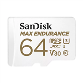 SanDisk Max Endurance, 64 GB, microSDHC, balta - Atmiņas karte