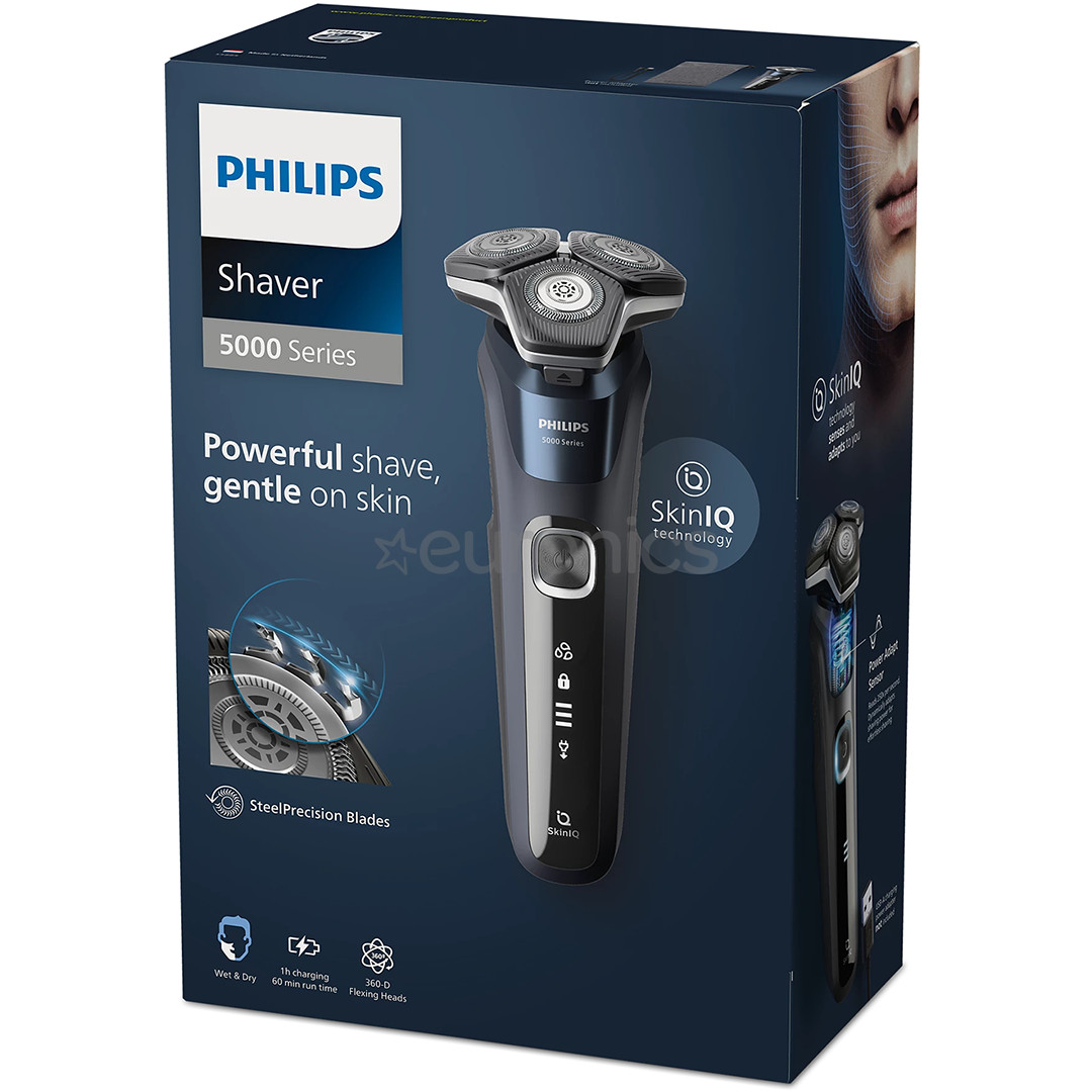 Philips Shaver Series 5000 Wet & Dry, melna/zila - Skuveklis