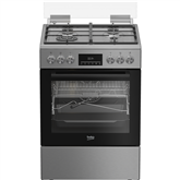 Beko, 72 л, ширина 60 см, нерж. сталь - Газовая плита с электрической духовкой