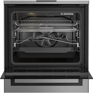 Beko, 72 л, ширина 60 см, нерж. сталь - Газовая плита с электрической духовкой