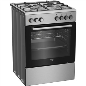 Beko, 66 L, width 60 cm, silver - Gas cooker with electric oven