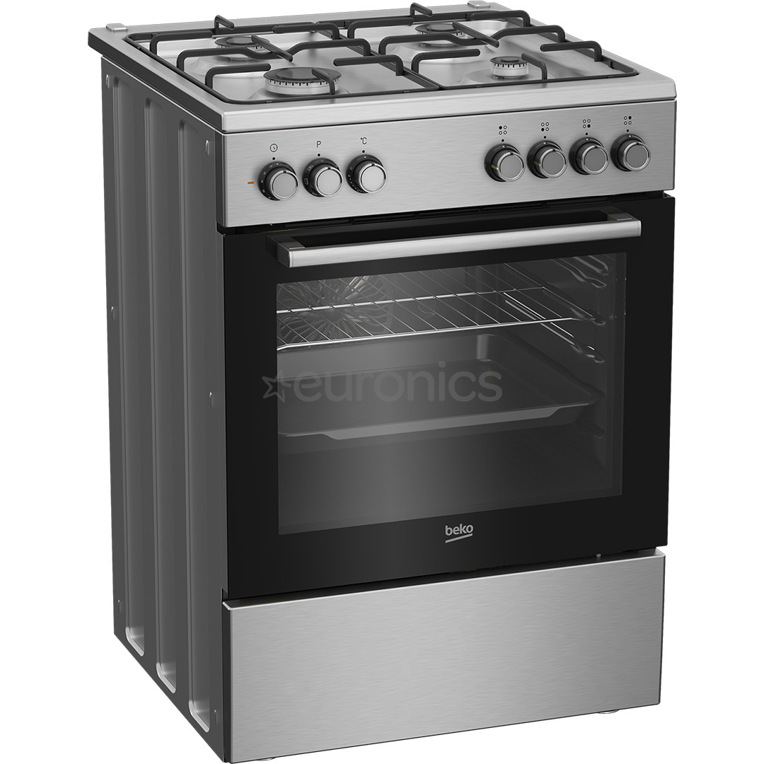 Beko, 66 L, width 60 cm, silver - Gas cooker with electric oven