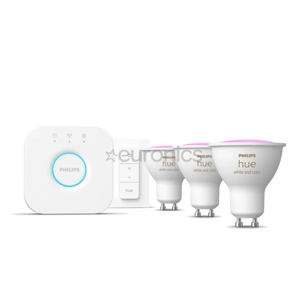 Philips Hue Starter Kit, Smart Spotlights, Dimmer Switch, GU10 3 шт. - Комплект умных ламп