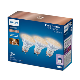Philips Wiz Smart LED Spot, GU10, 3 gab., balta - Viedā spuldze