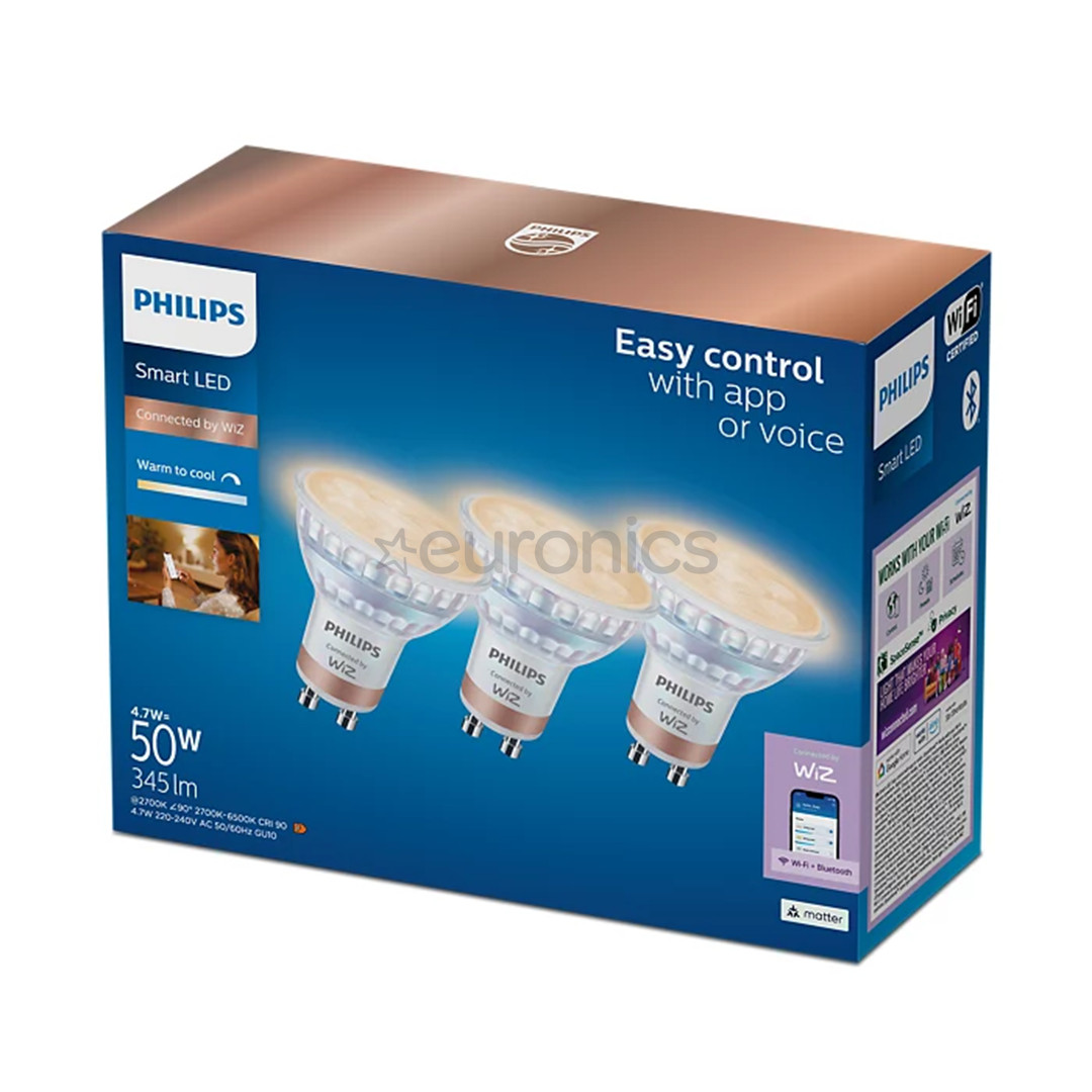 Philips Wiz Smart LED Spot, GU10, 3 шт., белый - Светодиодные лампы