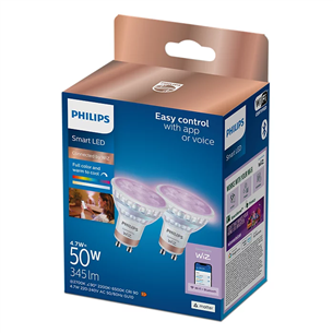 Philips Wiz Smart LED Spot Full Color, GU10, 2 pc, white - LED light