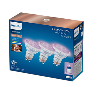 Philips Wiz Smart LED Spot Full Color, GU10, 3 шт., белый - Светодиодные лампы