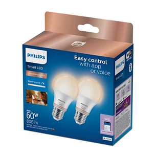 Philips Wiz Smart LED Bulb, E27, 2 pc, white - LED light