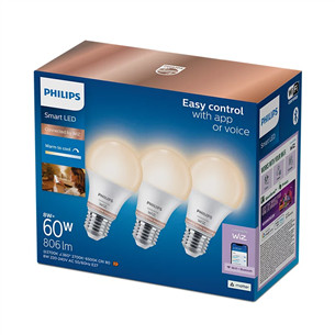 Philips Wiz Smart LED Bulb, E27, 3 шт., белый - Светодиодные лампы