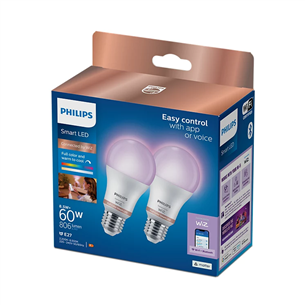 Philips Wiz Full Color Smart LED Bulb, E27, 2 gab., balta - Viedā spuldze