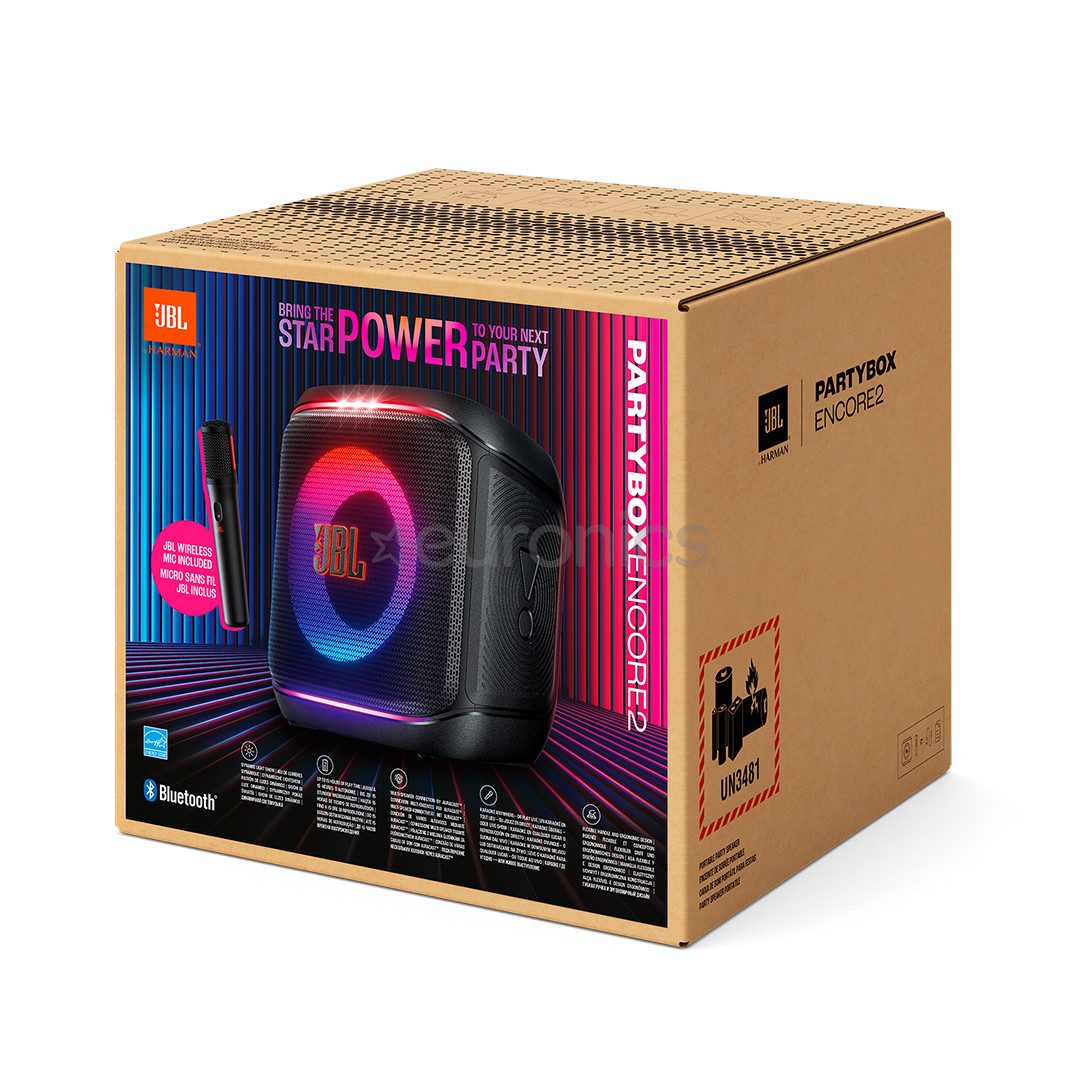 JBL Partybox Encore 2, 100 W, microphone, black - Portable party speaker