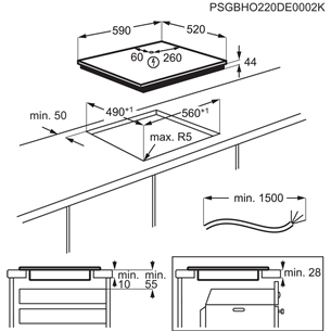 Electrolux 600 Series SaphirMatt, Hob2Hood, width 59 cm, frameless, black - Built-in induction hob