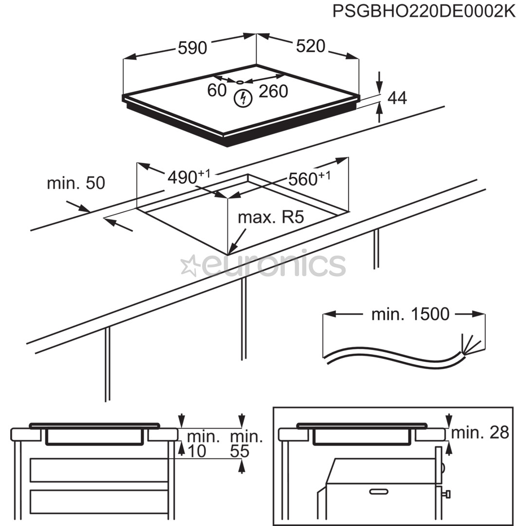 Electrolux 600 Series SaphirMatt SE, Hob2Hood, ширина 59 см, без рамы, черный - Интегрируемая индукционная варочная панель