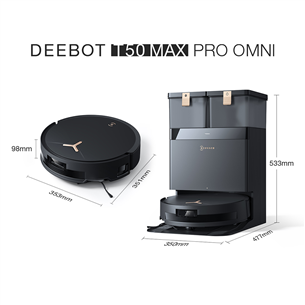 Ecovacs Deebot T50 Max Pro Omni, Wet & Dry, melna - Robots putekļu sūcējs
