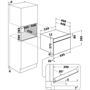 Whirlpool, 31 L, 1000 W, nerūsējošā tērauda - Iebūvējama mikroviļņu krāsns ar grilu