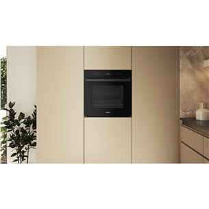 Whirlpool, 73 L, hydrolytic cleaning, black - Built-in oven
