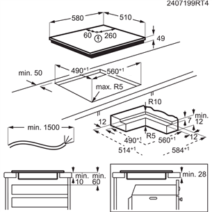 AEG 7000 Series SaphirMatt® Hob2Hood, platums 58 cm, bez rāmja, melna - Iebūvējama indukcijas plīts virsma