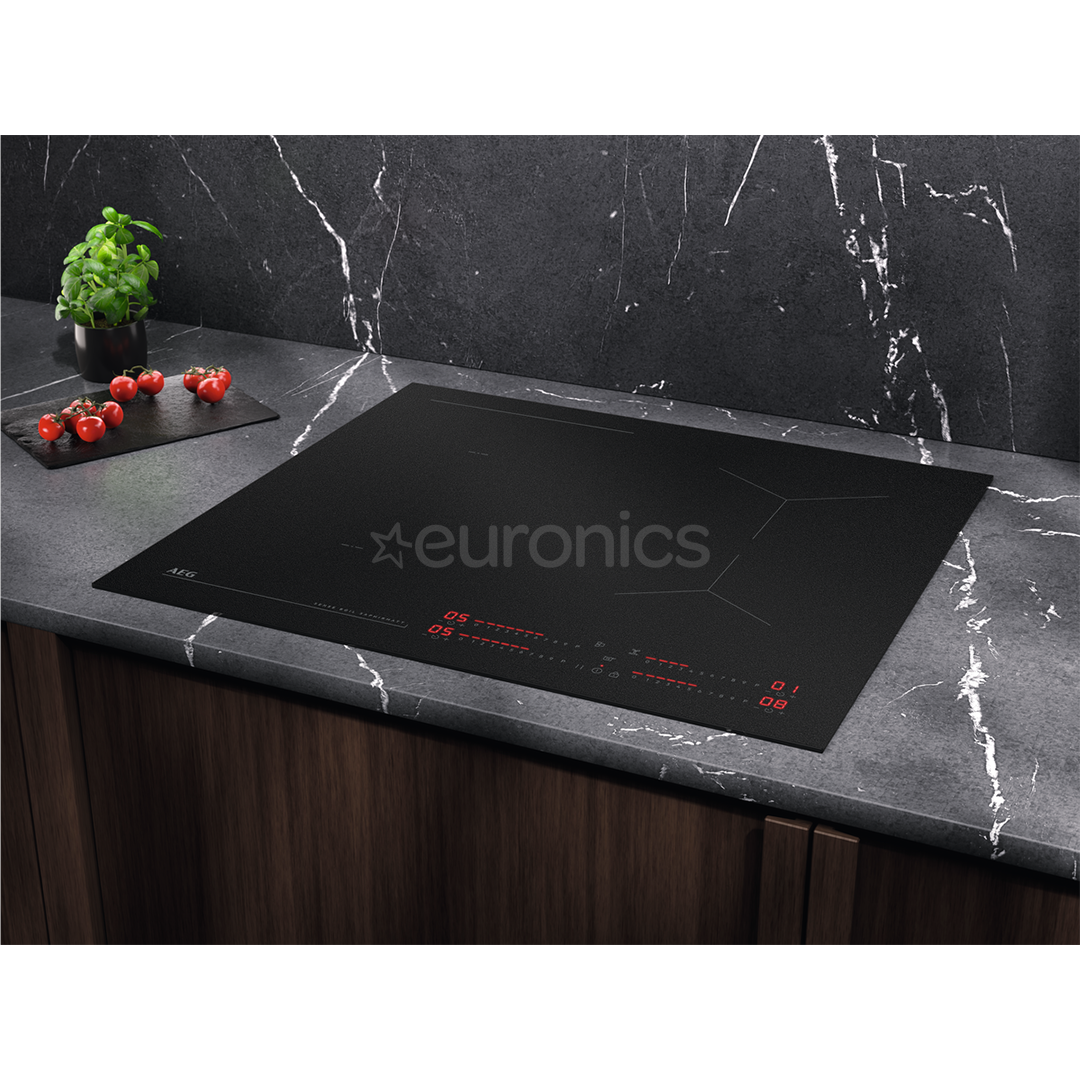 AEG 7000 Series SaphirMatt® Hob2Hood, platums 58 cm, bez rāmja, melna - Iebūvējama indukcijas plīts virsma