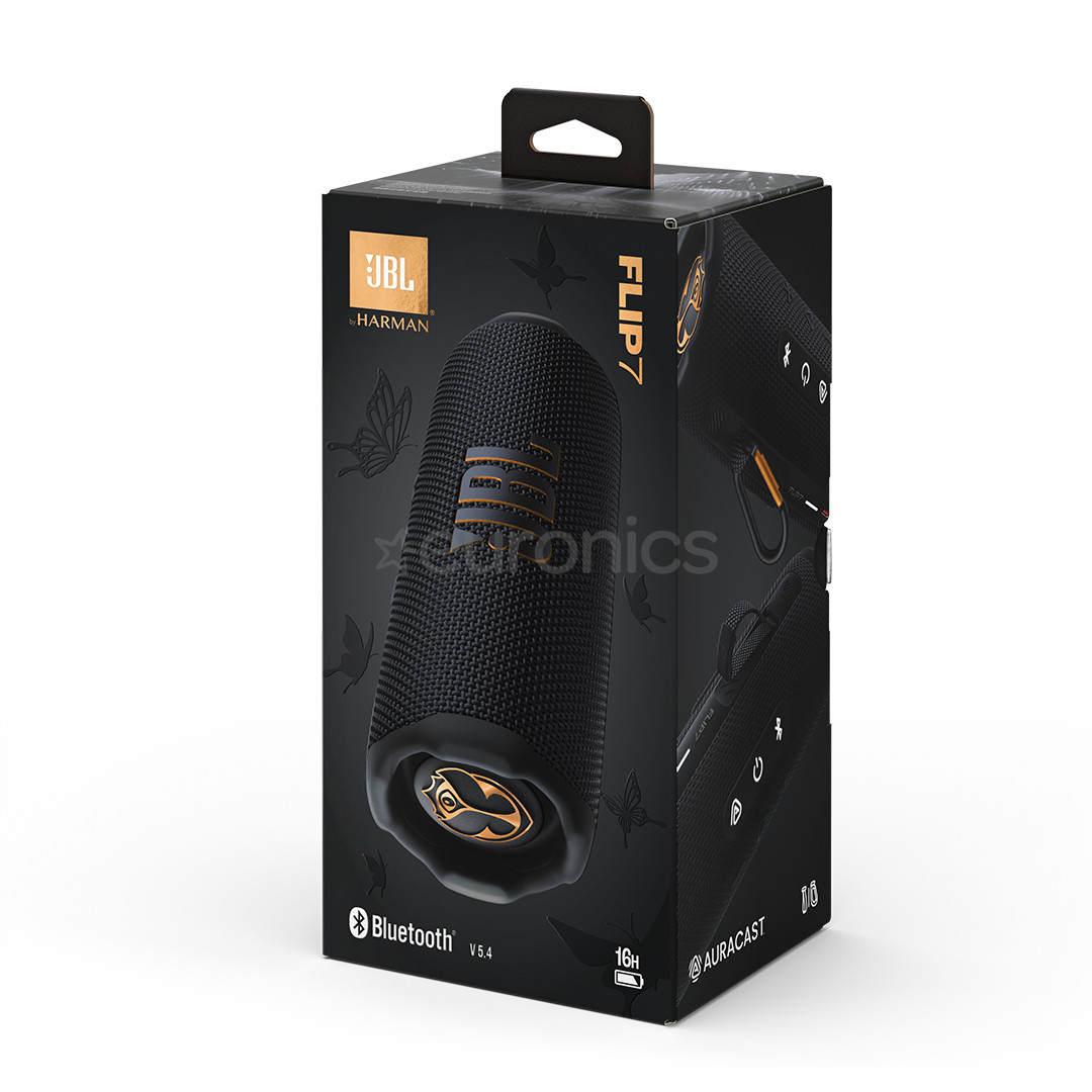 JBL Flip 7 Tomorrowland Edition, melna - Portatīvais bezvadu skaļrunis