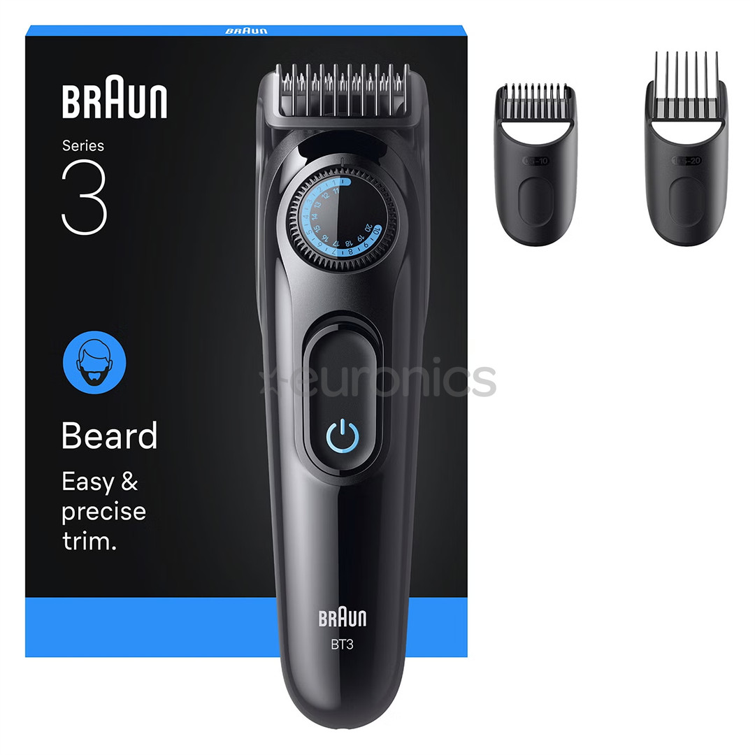 Braun Beard Trimmer Series 3, melna/zila - Bārdas trimmeris