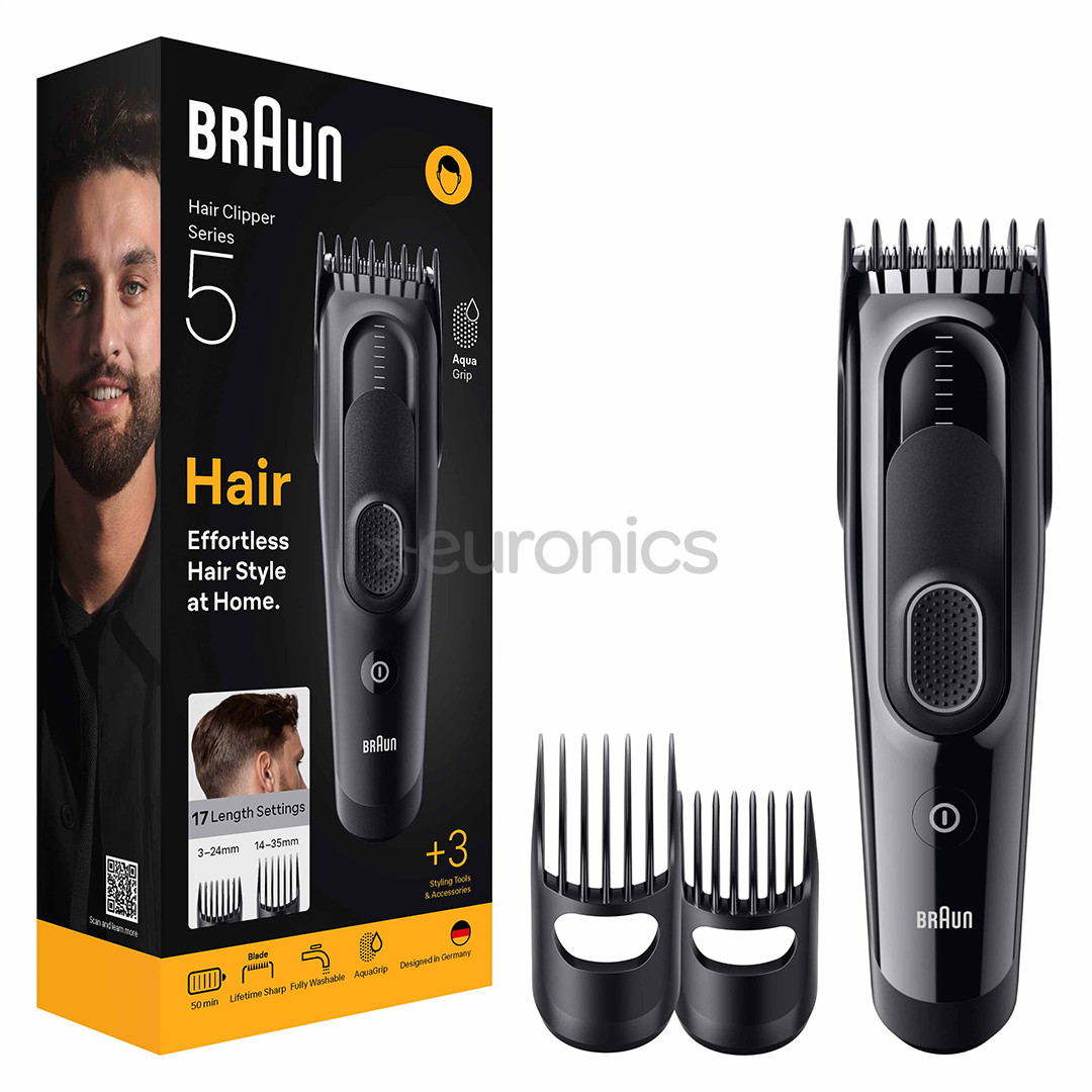 Braun Hair Clipper Series 5, melna - Matu griežamā mašīna