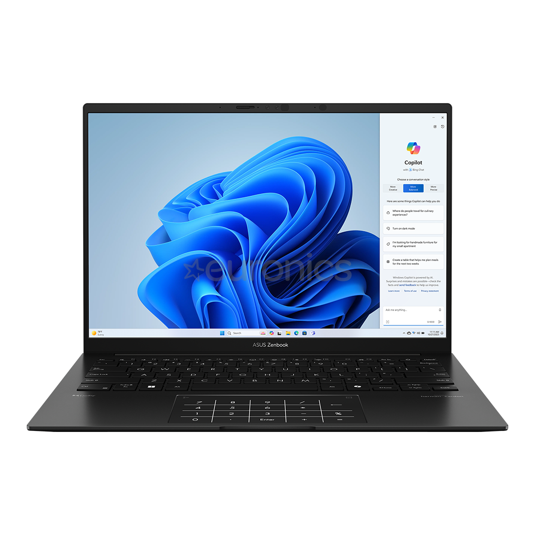 Asus Zenbook 14 OLED, 14'', OLED, Ryzen 7, 16 GB, 1 TB, ENG, melna - Portatīvais dators